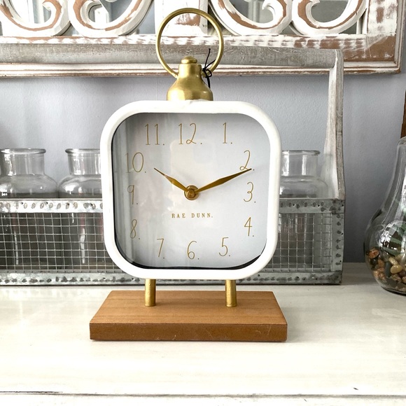 Rae Dunn Other - Rae Dunn White and Gold Desk Clock